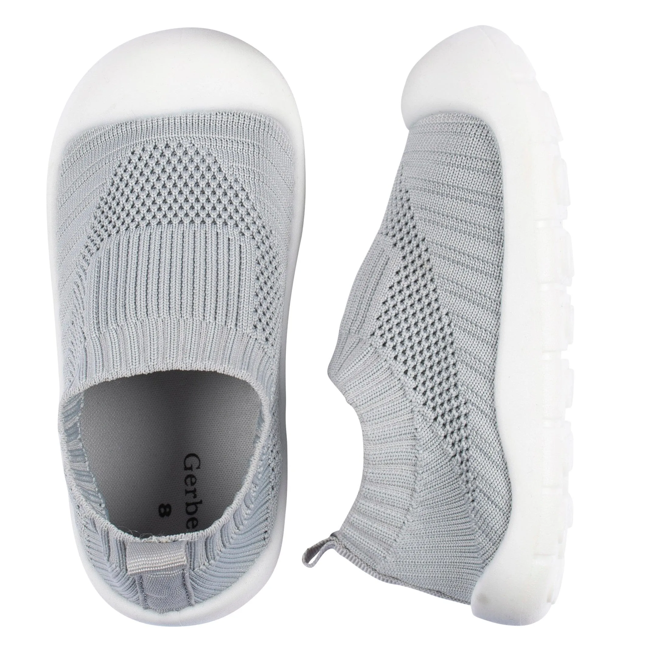 Toddler Neutral Grey Stretchy Knit Slip-On Sneaker, US 12 Gerber Childrenswea