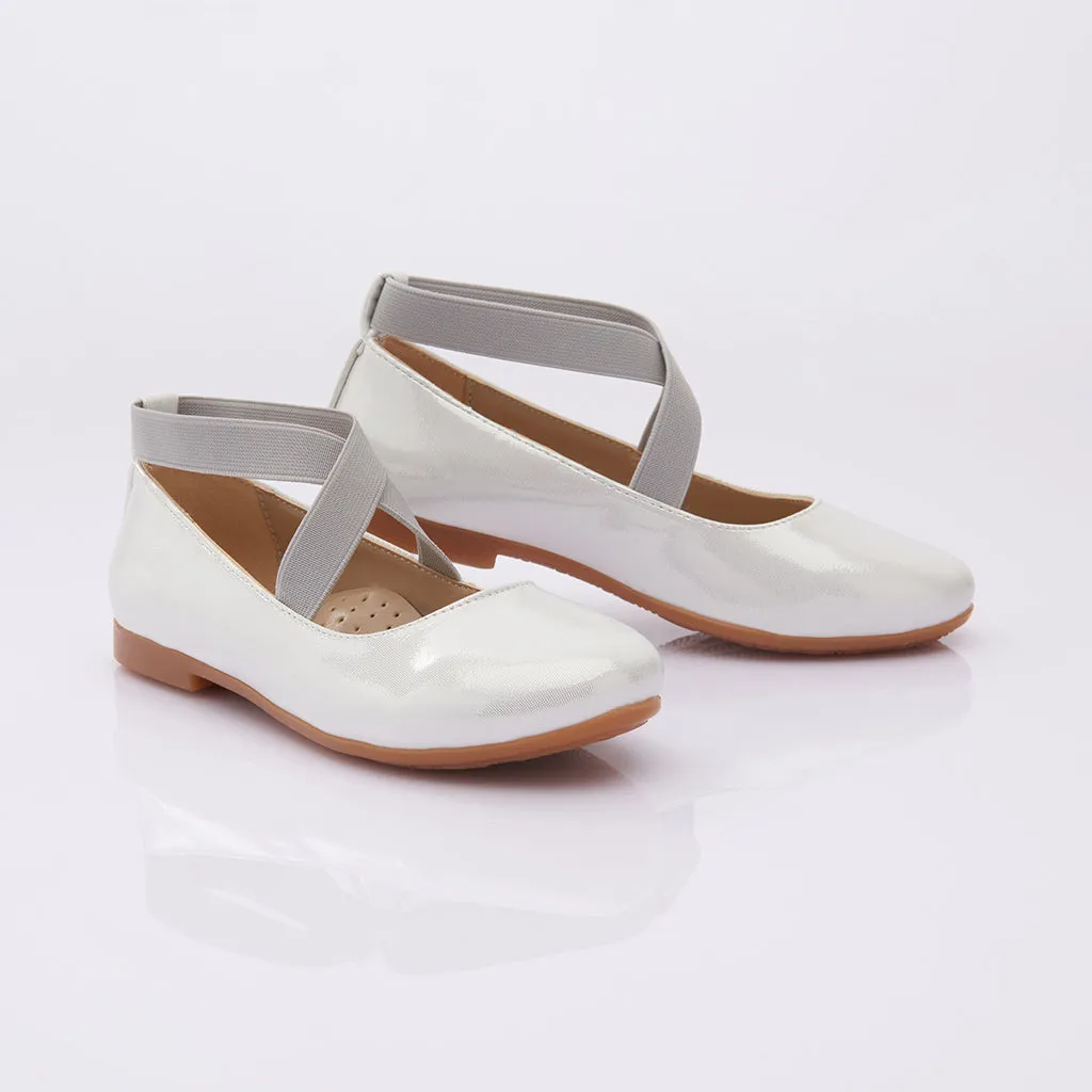 Toddler White Satin Ballerina Flats