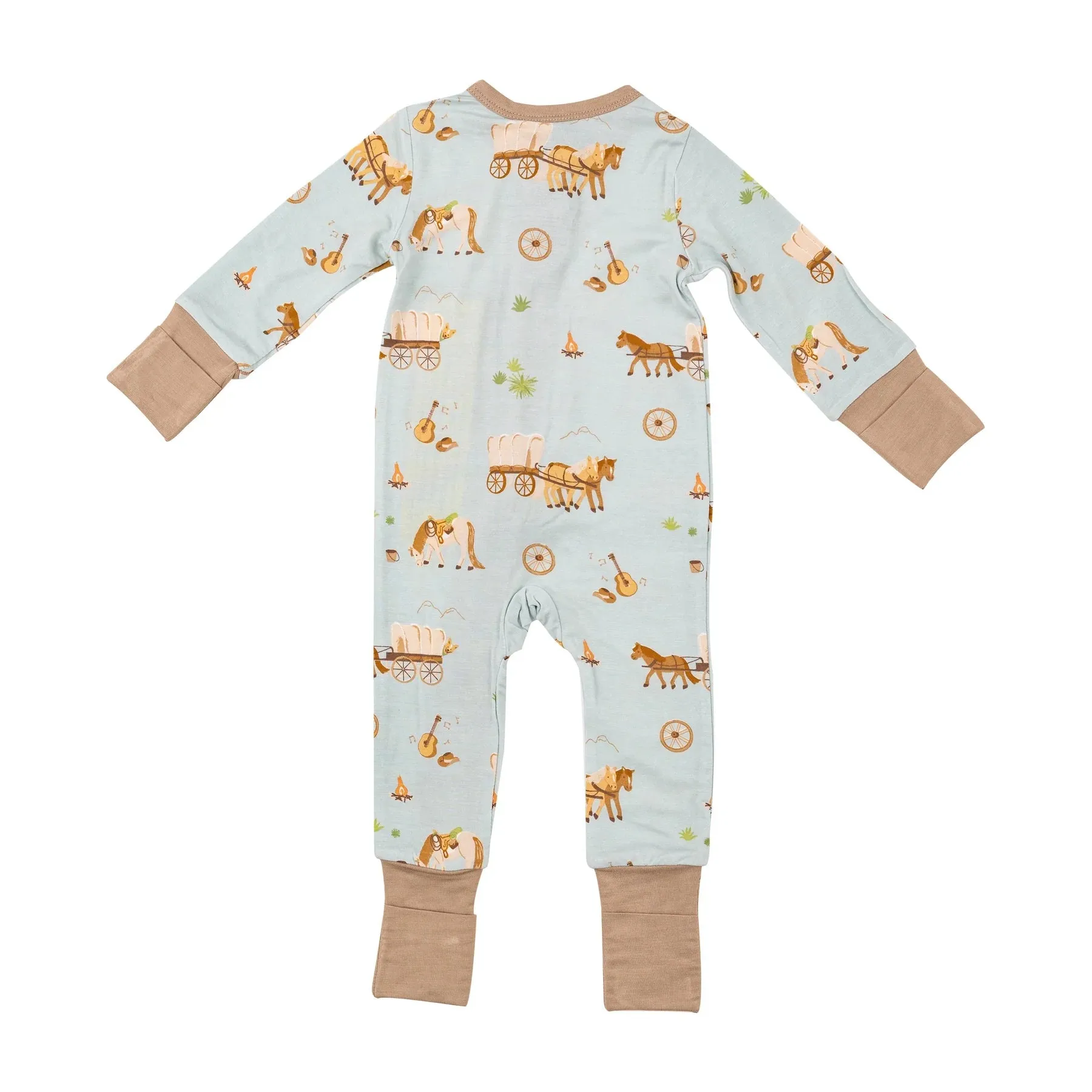 Two Way Zipper Romper - Covered Wagon | Angel Dear