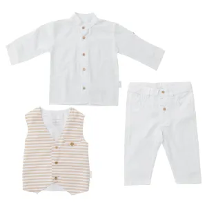 White 3pc Cool Dude Striped Outfit