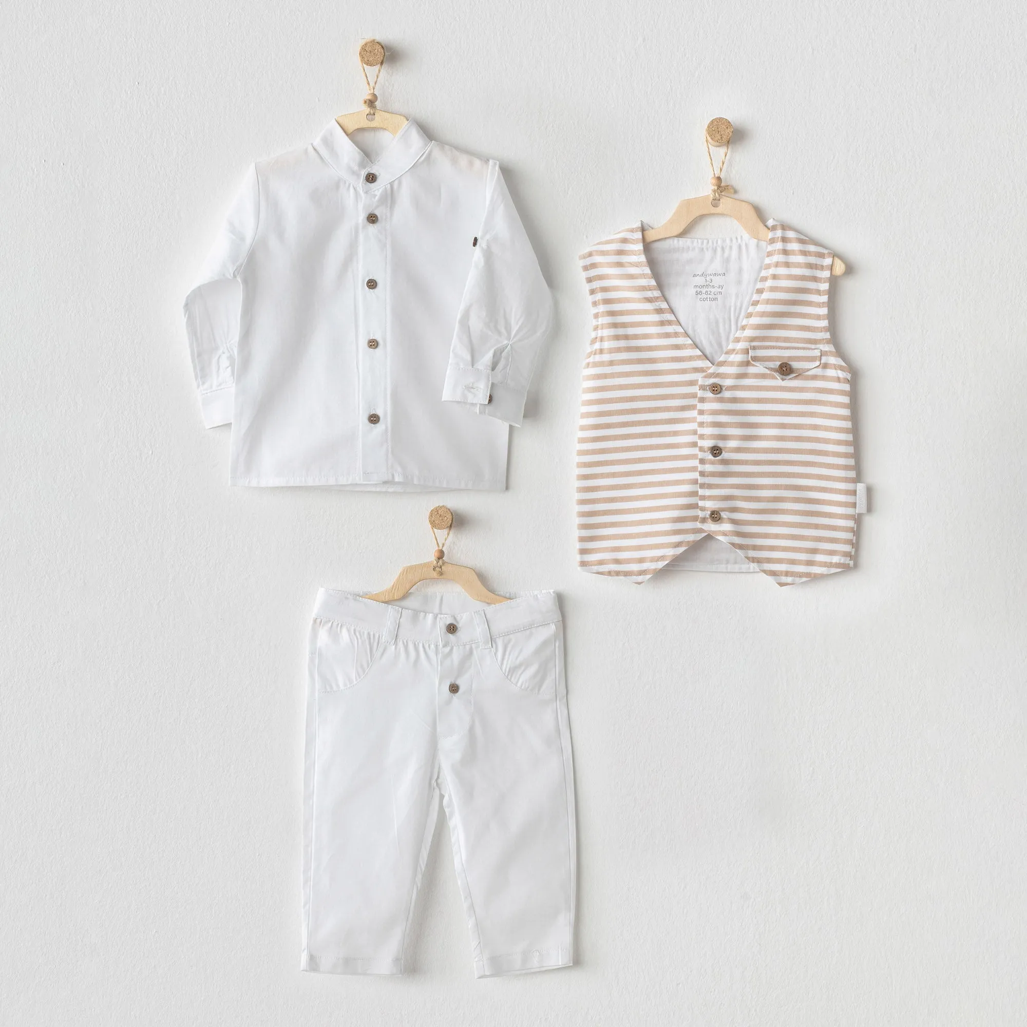 White 3pc Cool Dude Striped Outfit