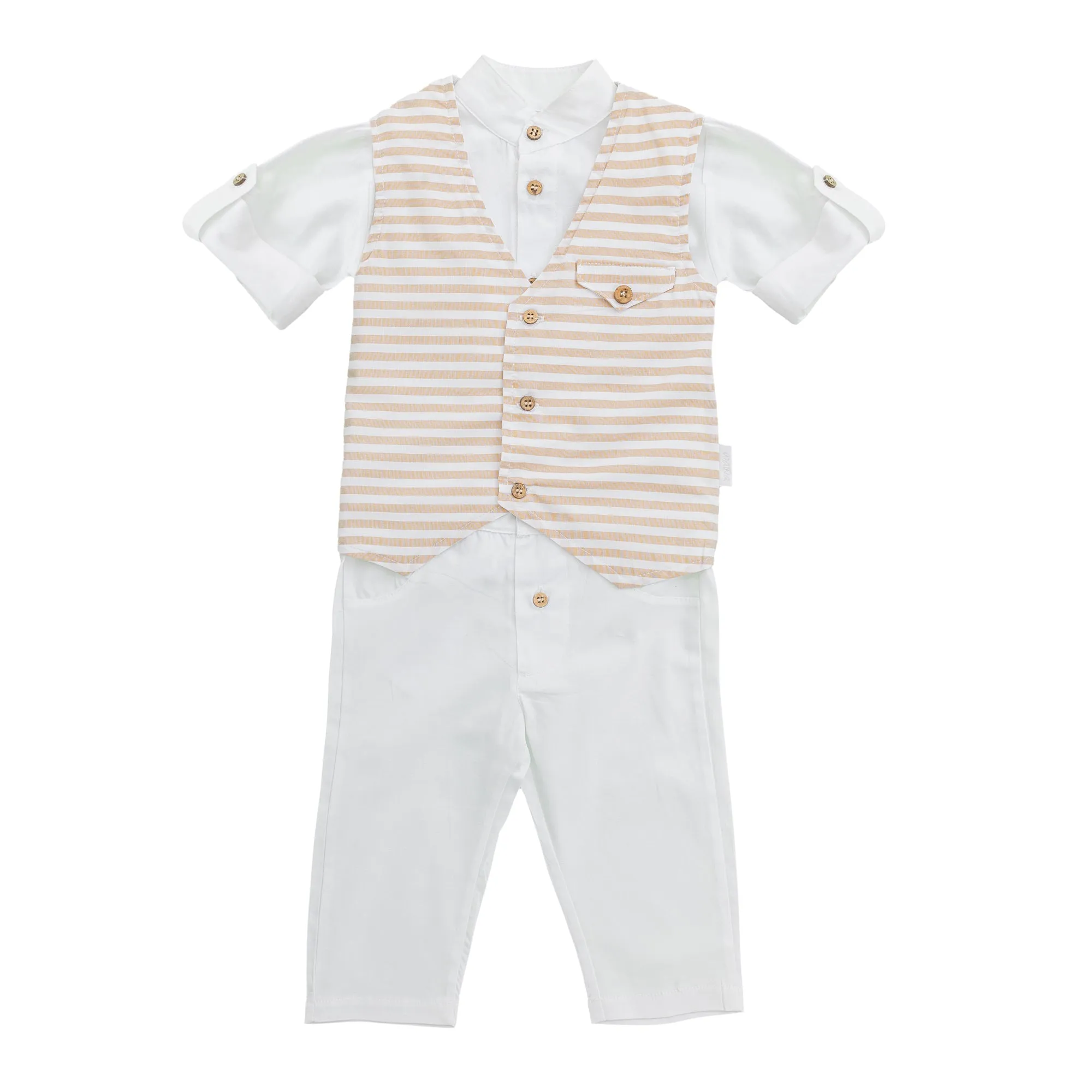White 3pc Cool Dude Striped Outfit