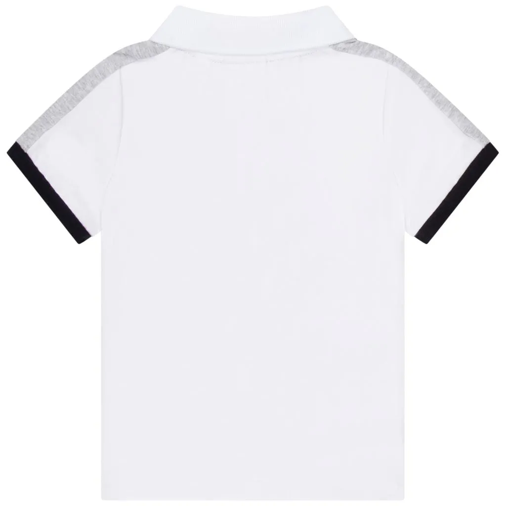 White & Yellow Colorblock Logo Polo