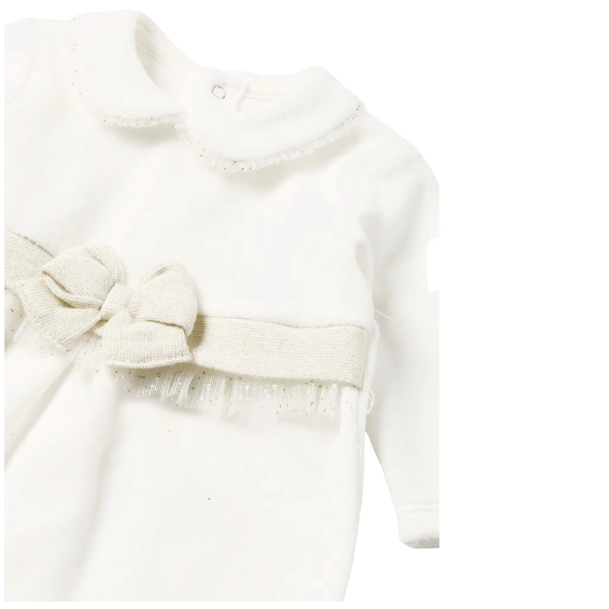 White Bow Formal Babygrow & Beret