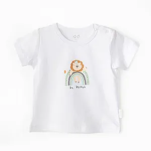 White Casual Brave Lion T-Shirt
