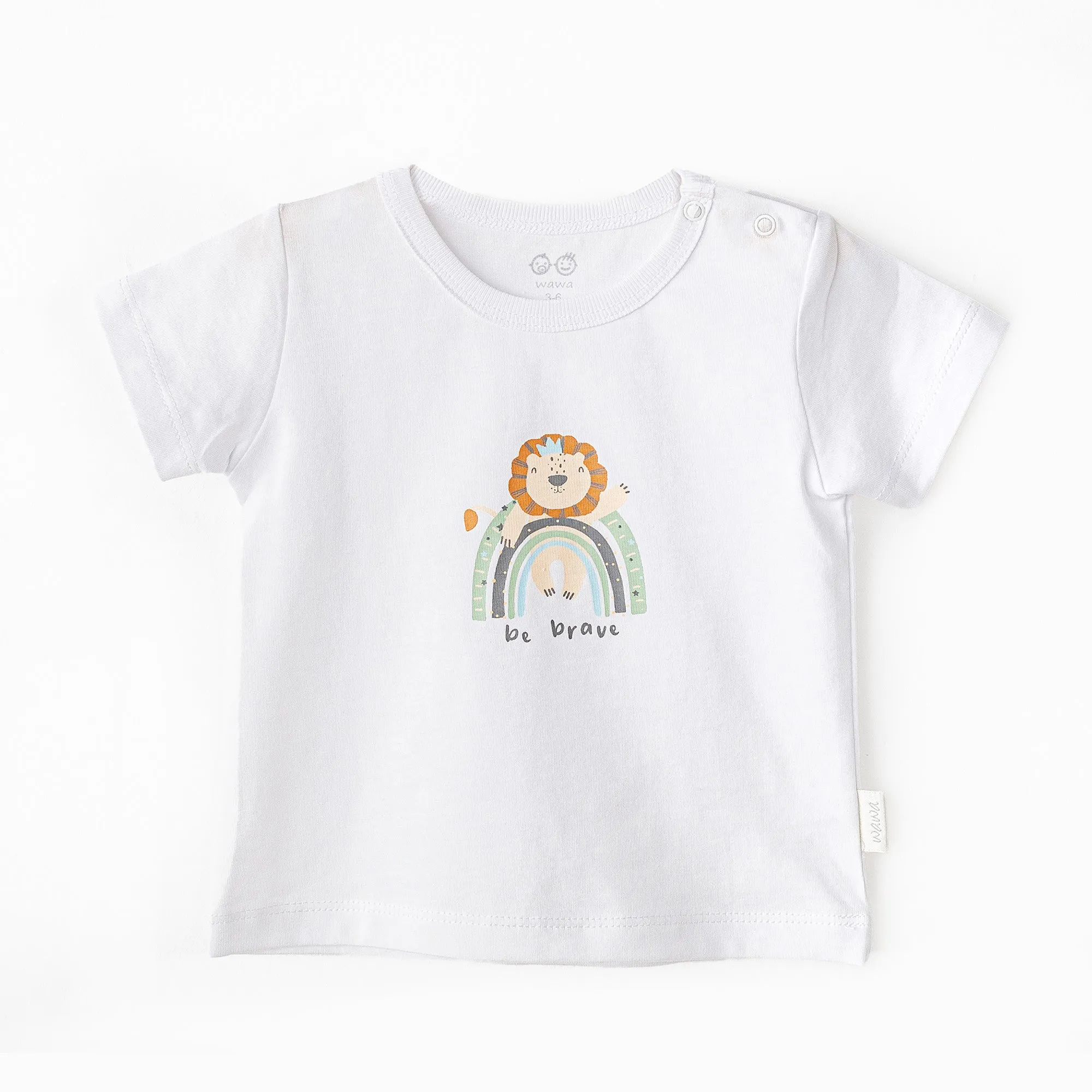 White Casual Brave Lion T-Shirt
