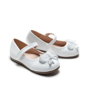 White Charlotte Ribbon Flats