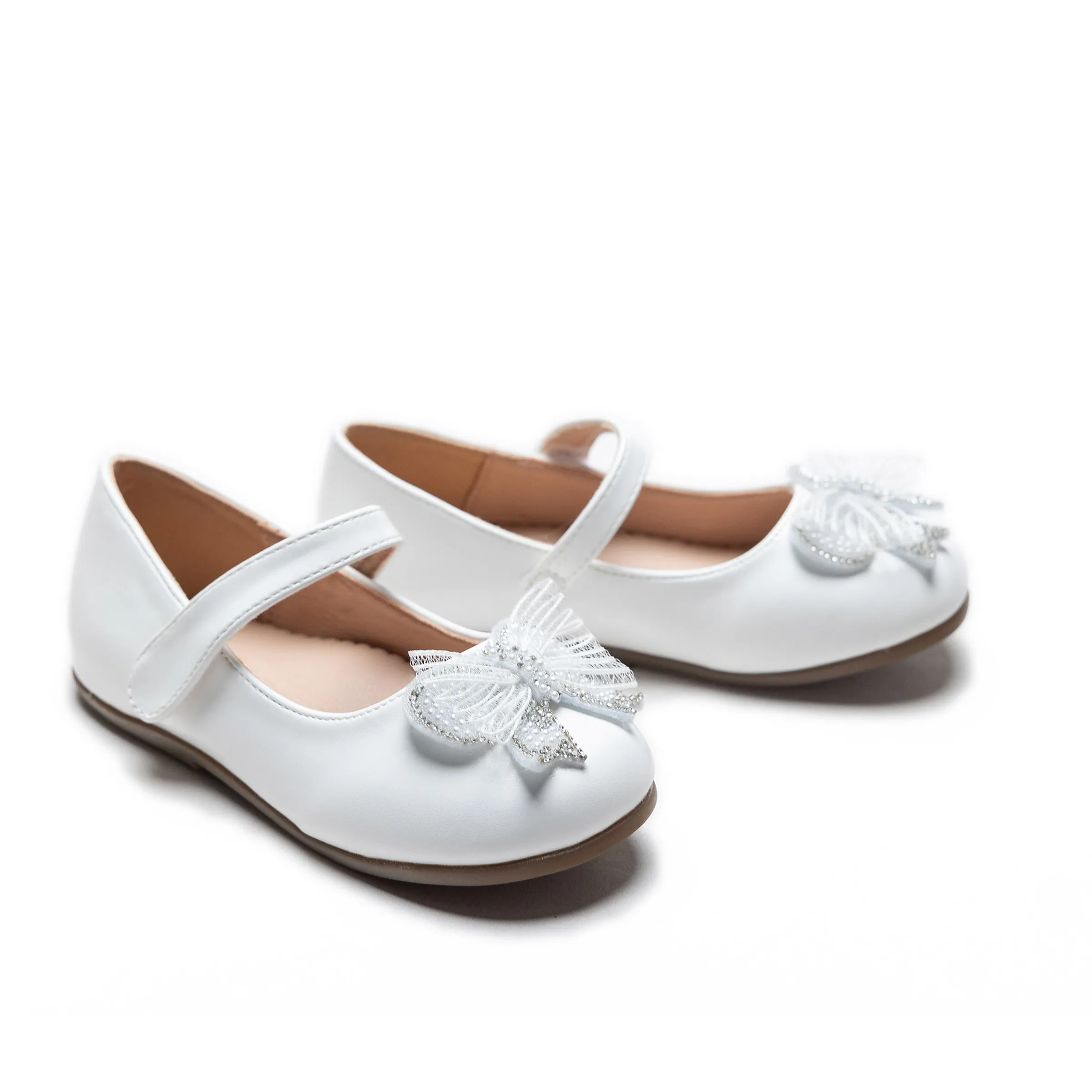 White Charlotte Ribbon Flats