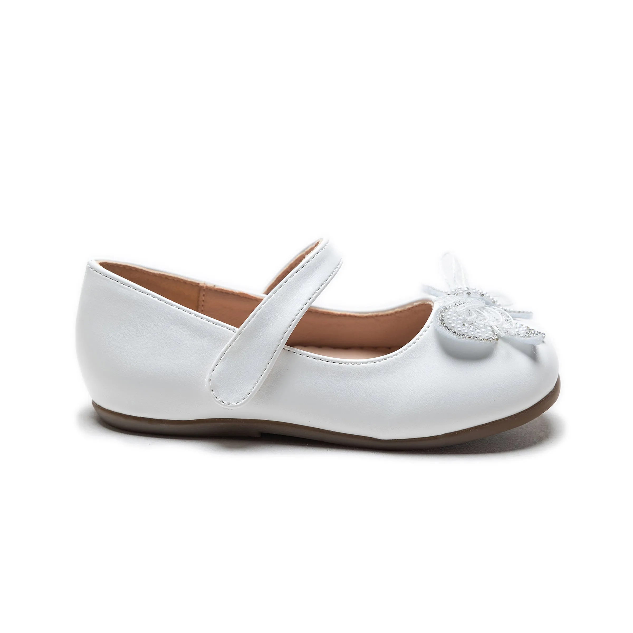 White Charlotte Ribbon Flats