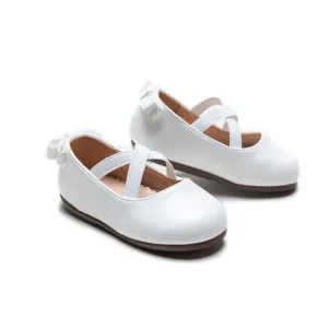 White Cross Banded Ribbon Flats