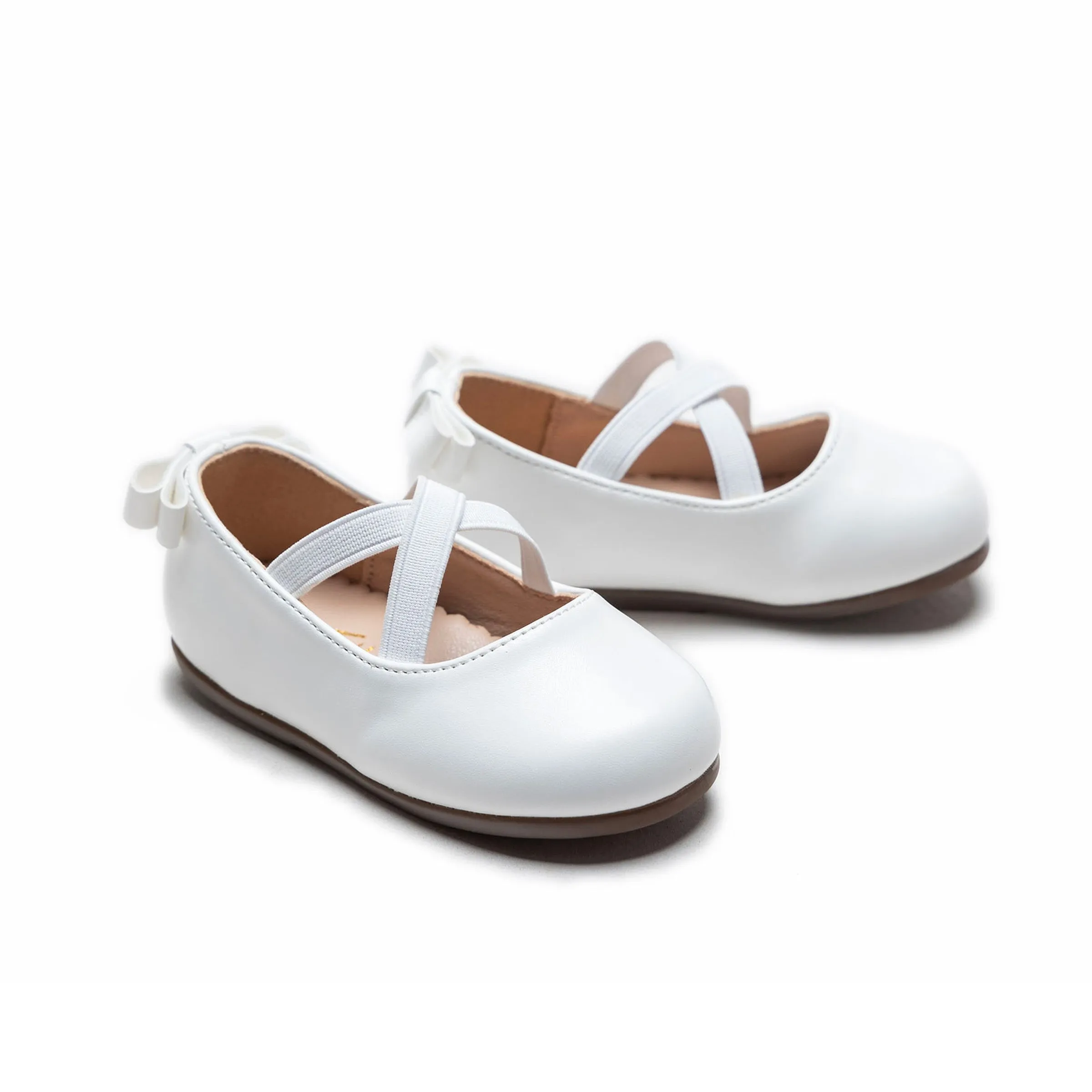 White Cross Banded Ribbon Flats