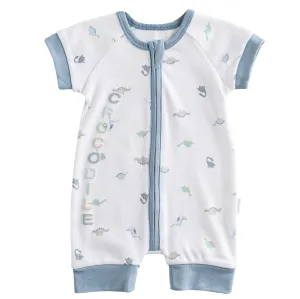 White Dinosaur Print Zip Up Romper