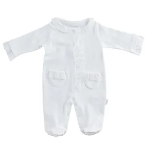 White Duck Pocket Ruffle Babygrow