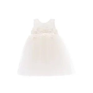 White Esterlee Sleeveless Floral Tulle Dress