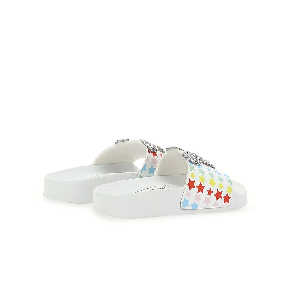 White Glitter Mickey Mouse Beach Slides