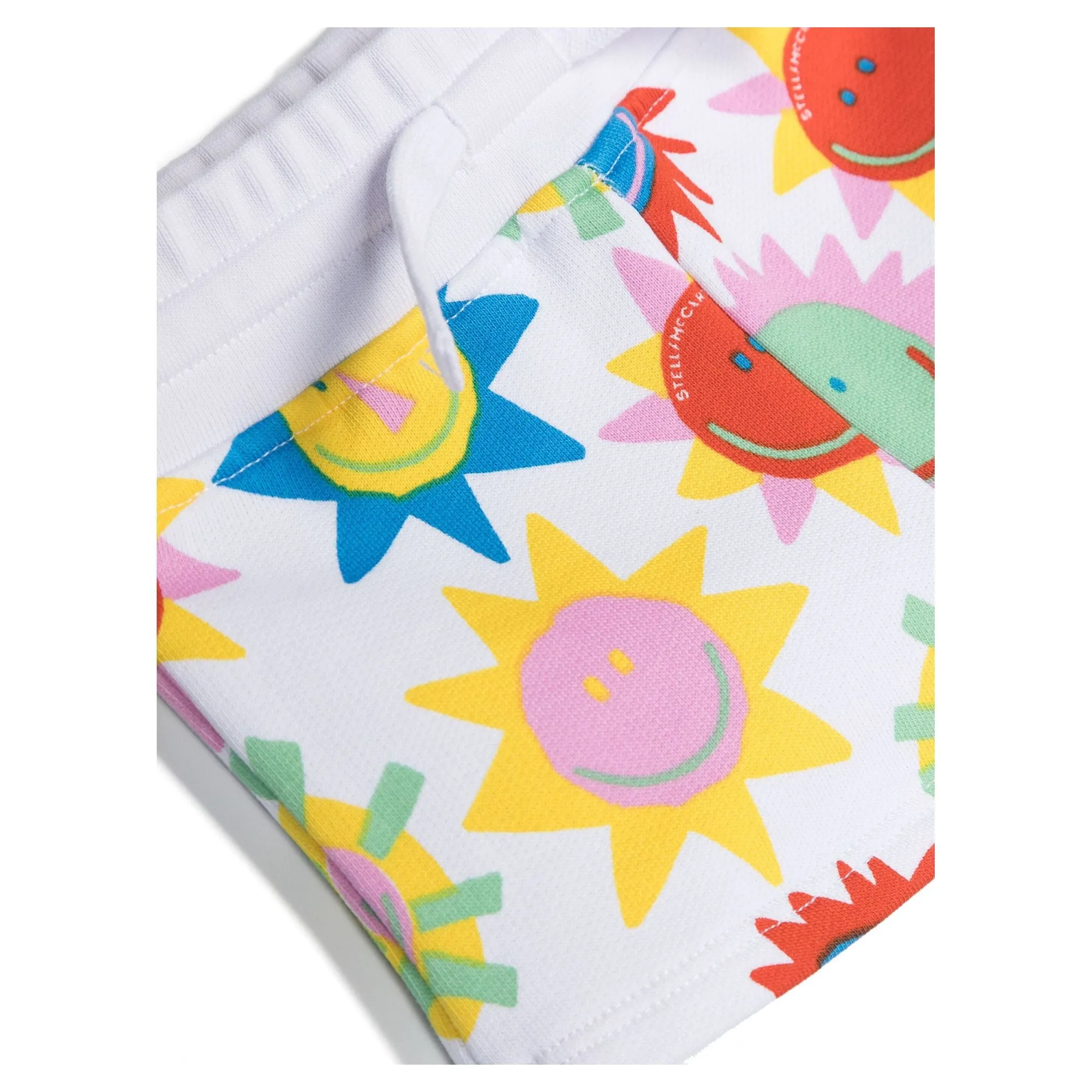 White Graphic Sun Shorts