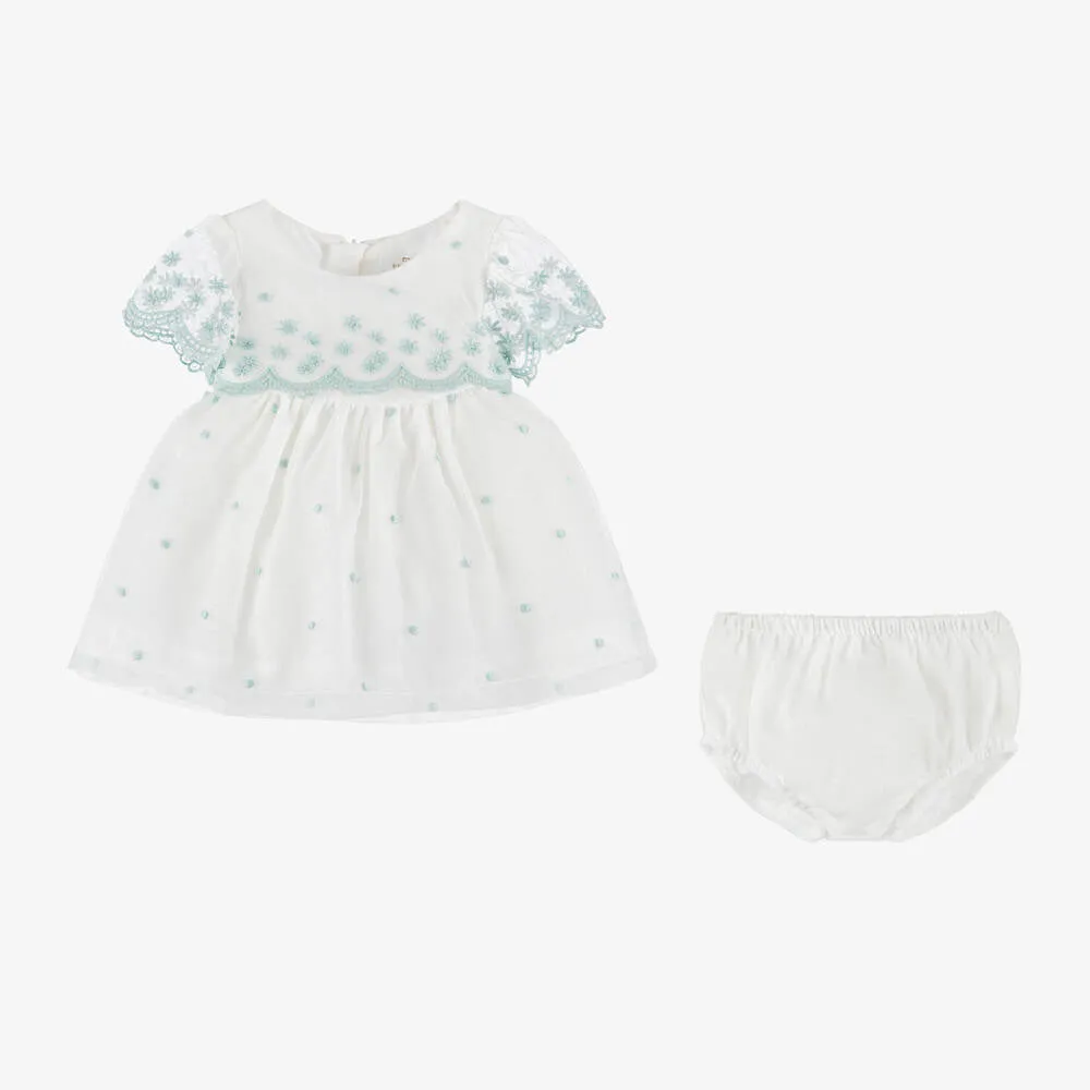 White Jade Embroidered Tulle Dress