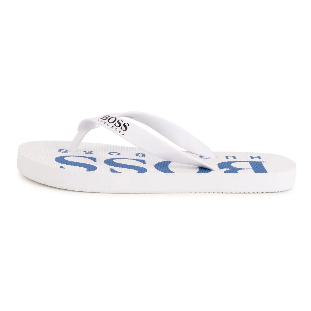 White Logo Flip Flops