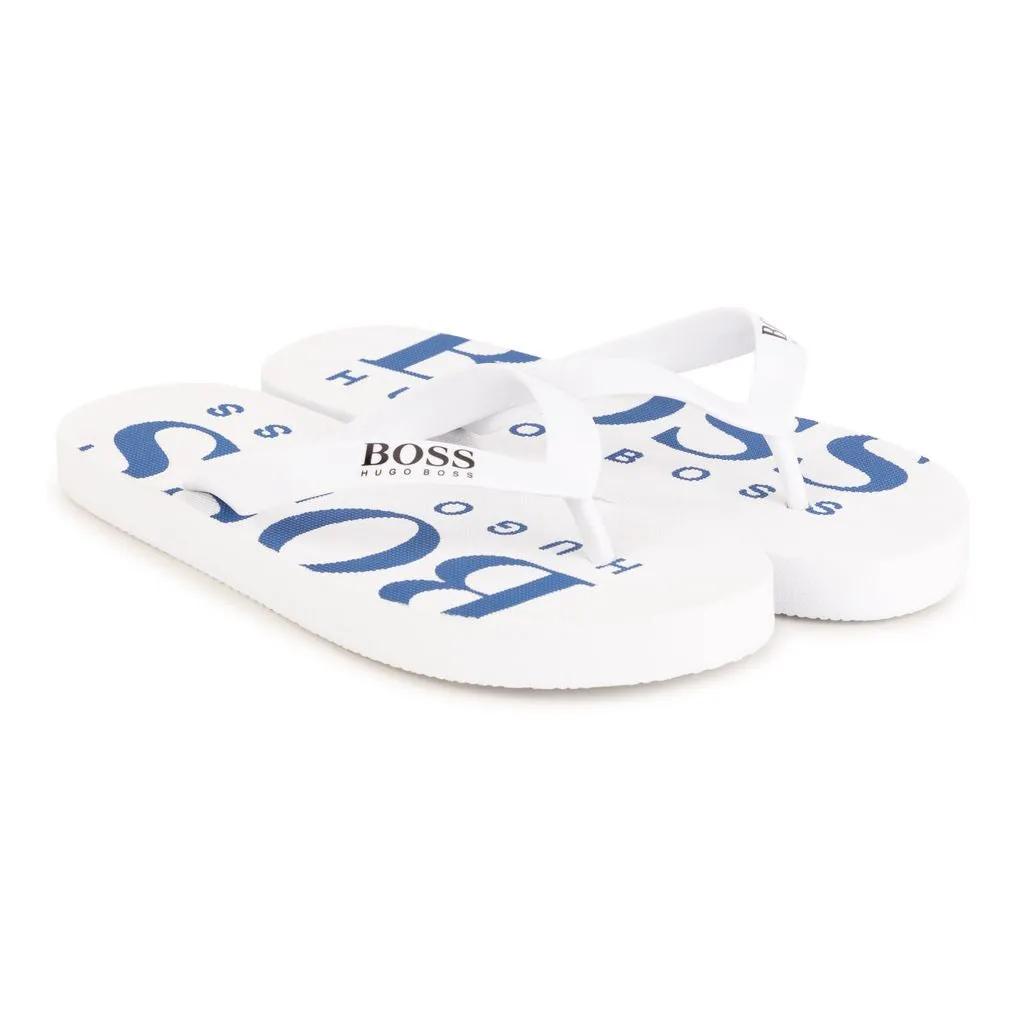 White Logo Flip Flops