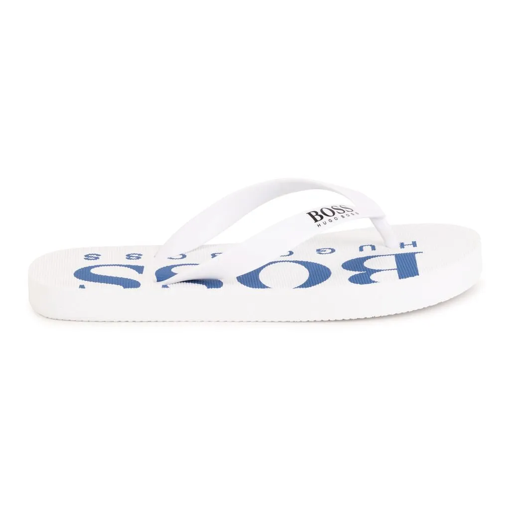 White Logo Flip Flops