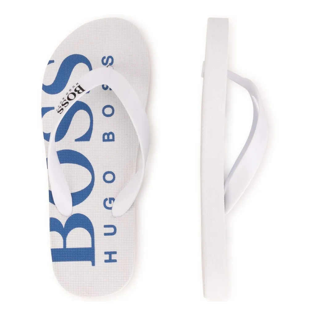 White Logo Flip Flops