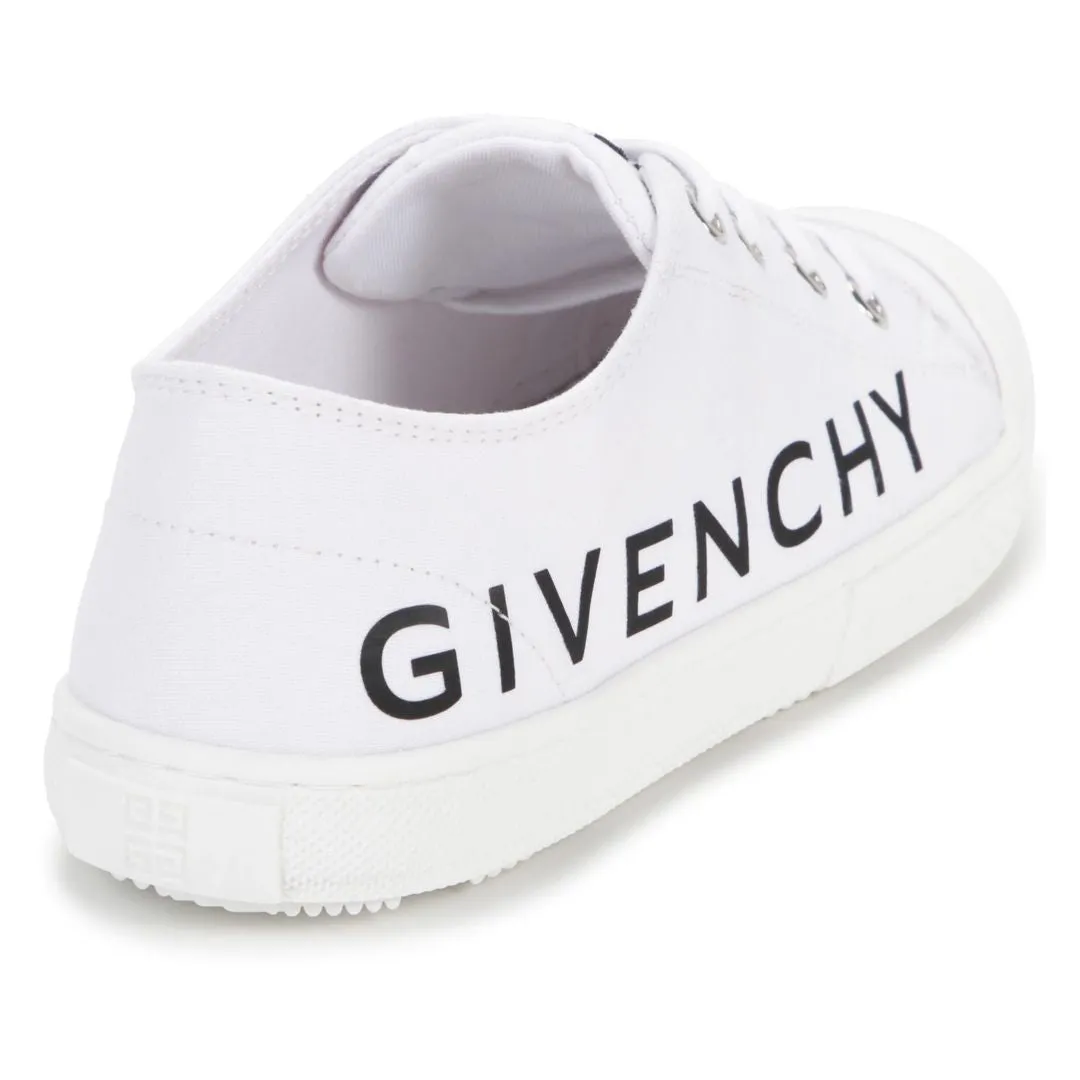 White Logo Print Sneakers