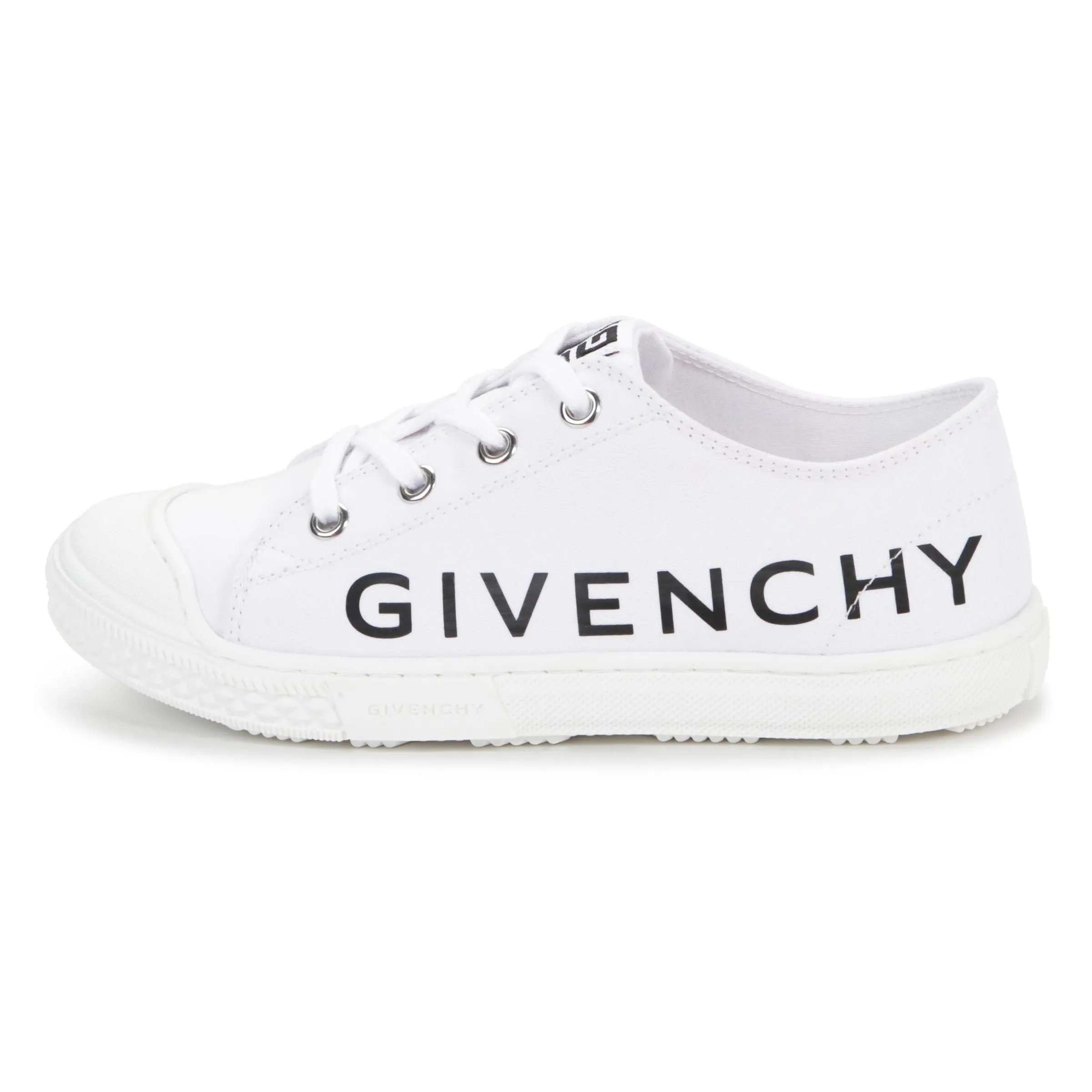 White Logo Print Sneakers