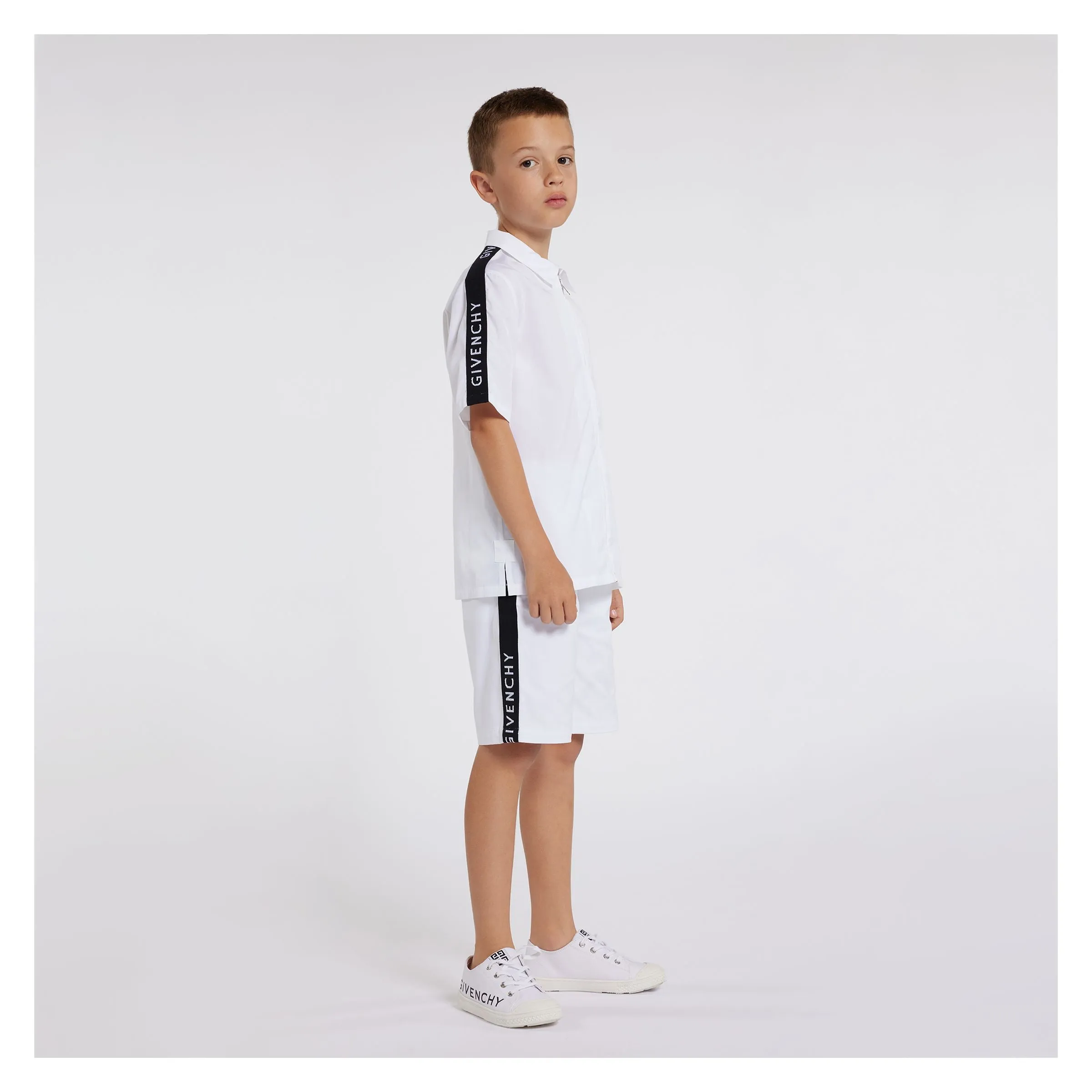 White Logo Print Sneakers
