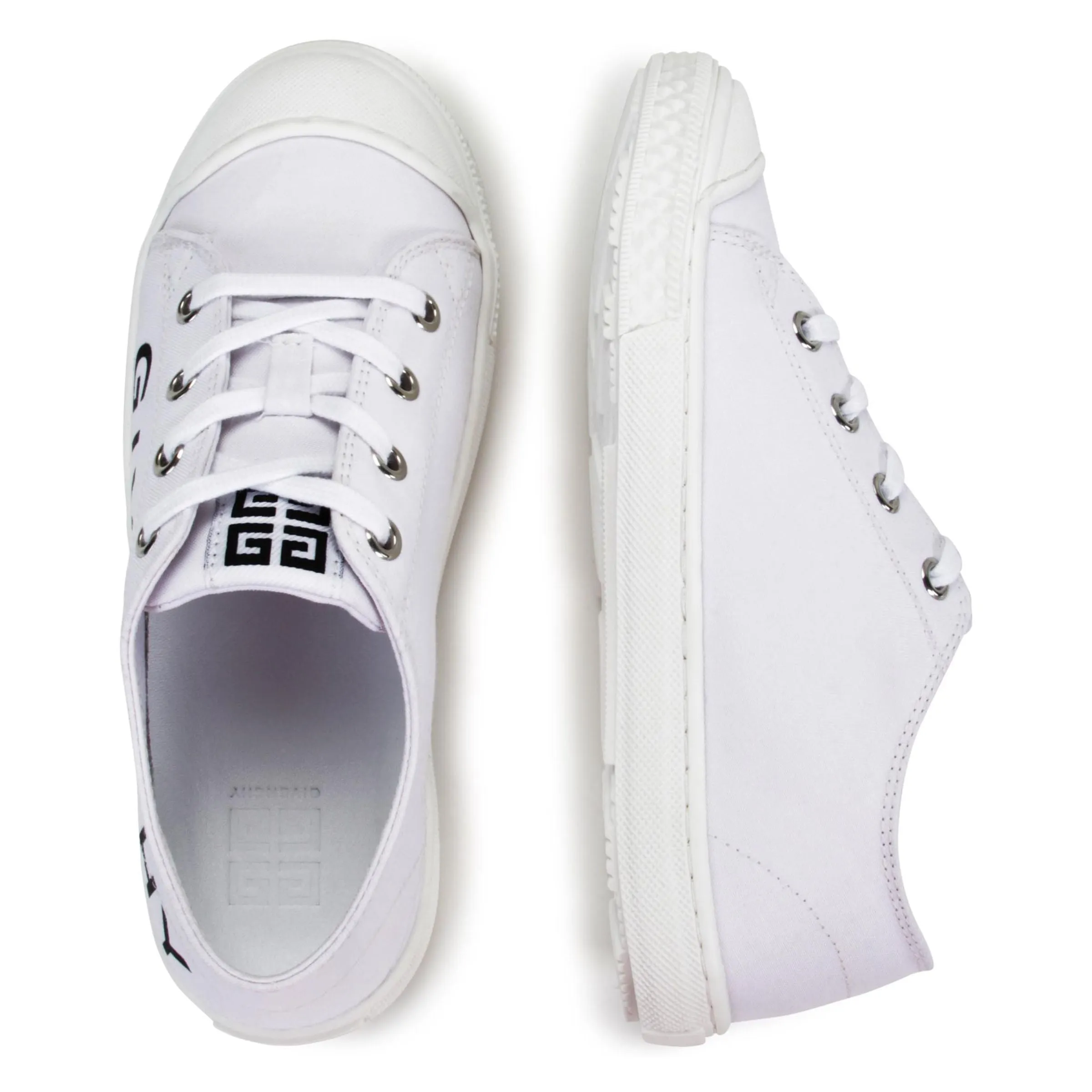 White Logo Print Sneakers