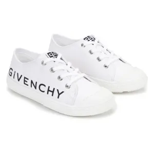 White Logo Print Sneakers