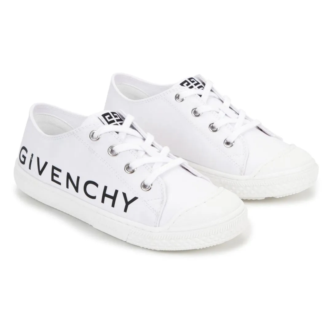 White Logo Print Sneakers