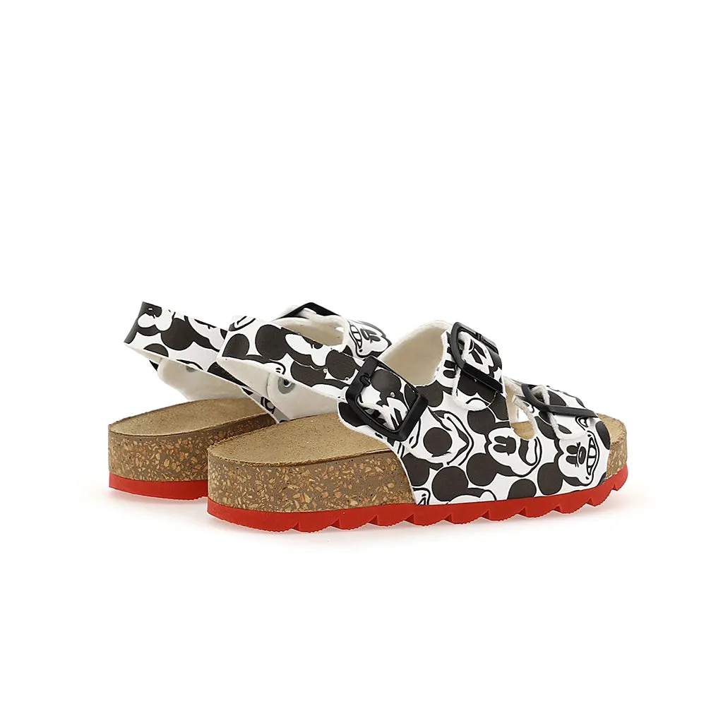White Mickey Mouse Red Sole Sandals