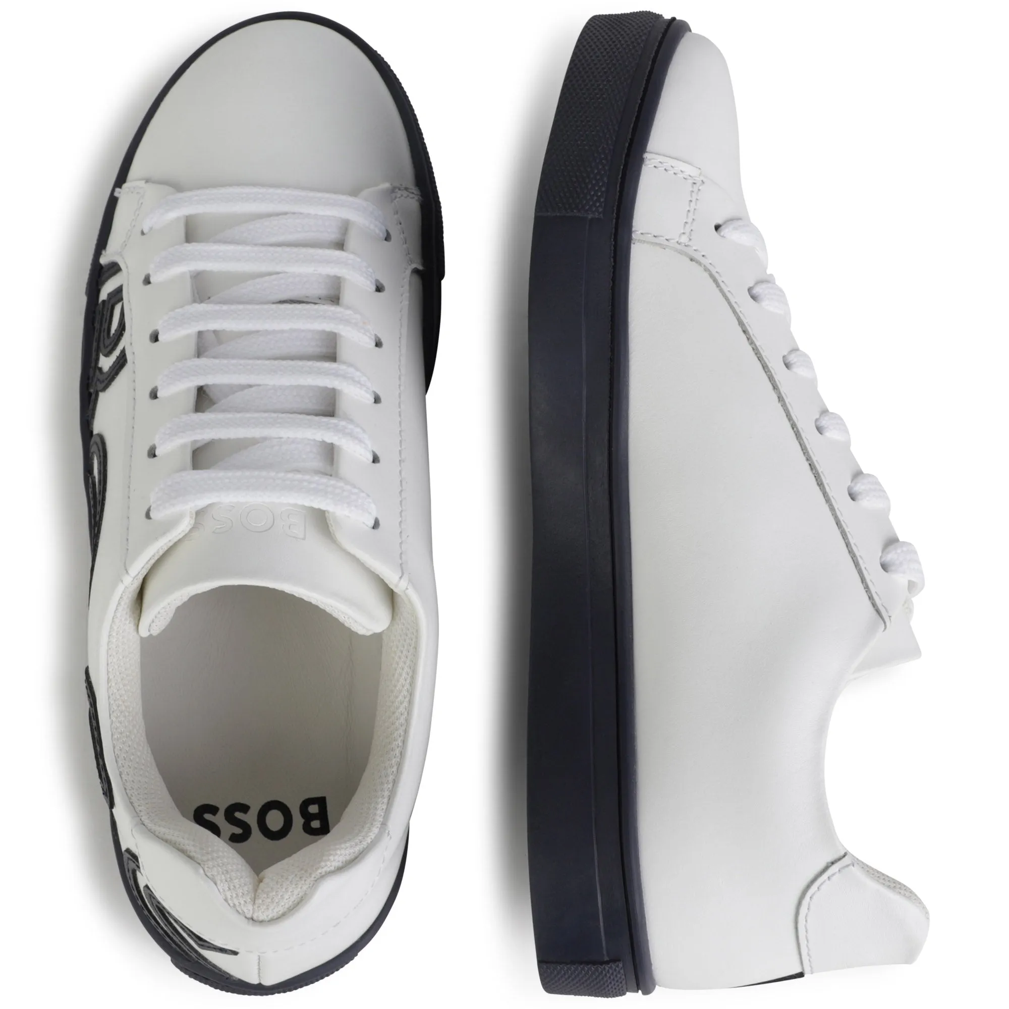 White Navy Logo Lace Sneaker