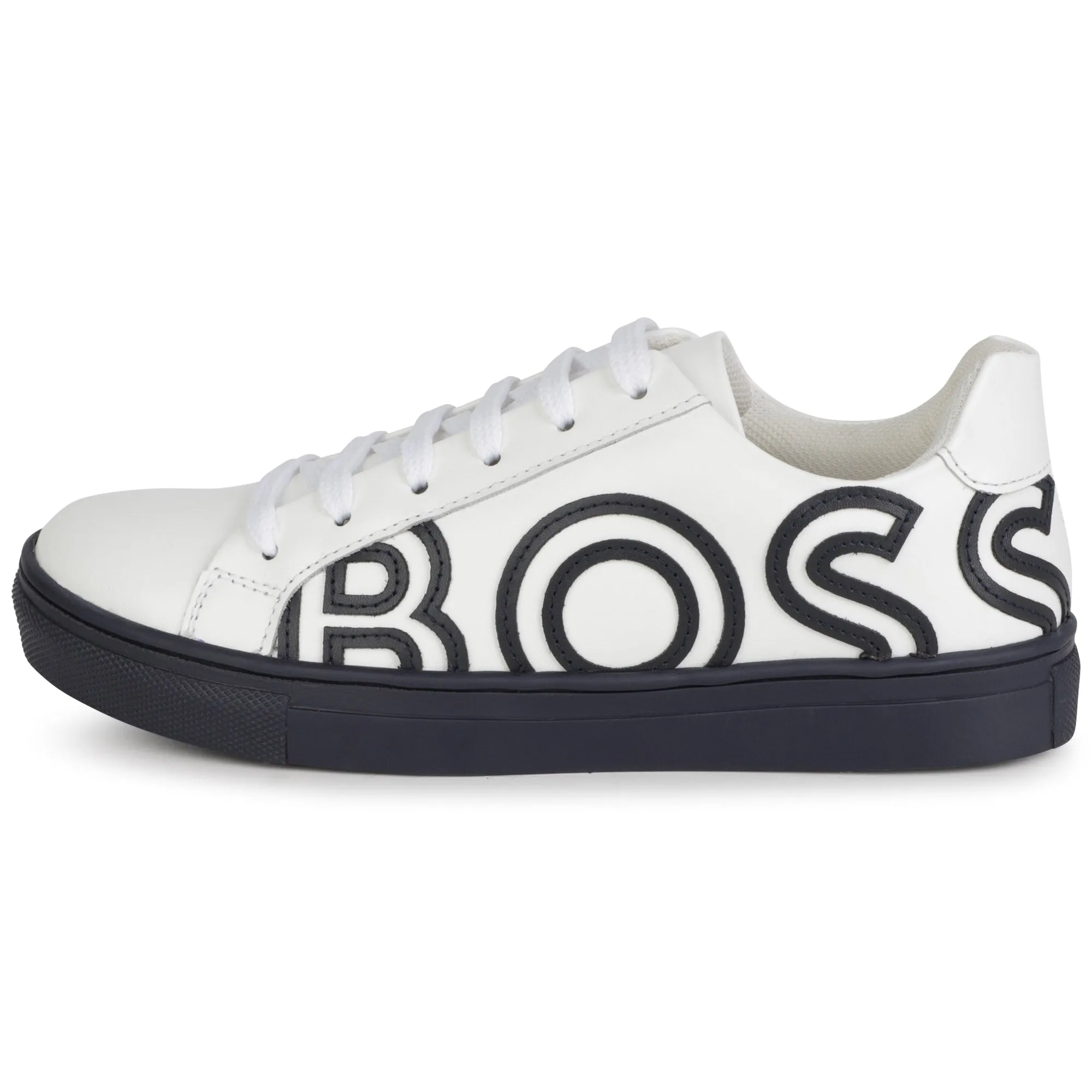 White Navy Logo Lace Sneaker