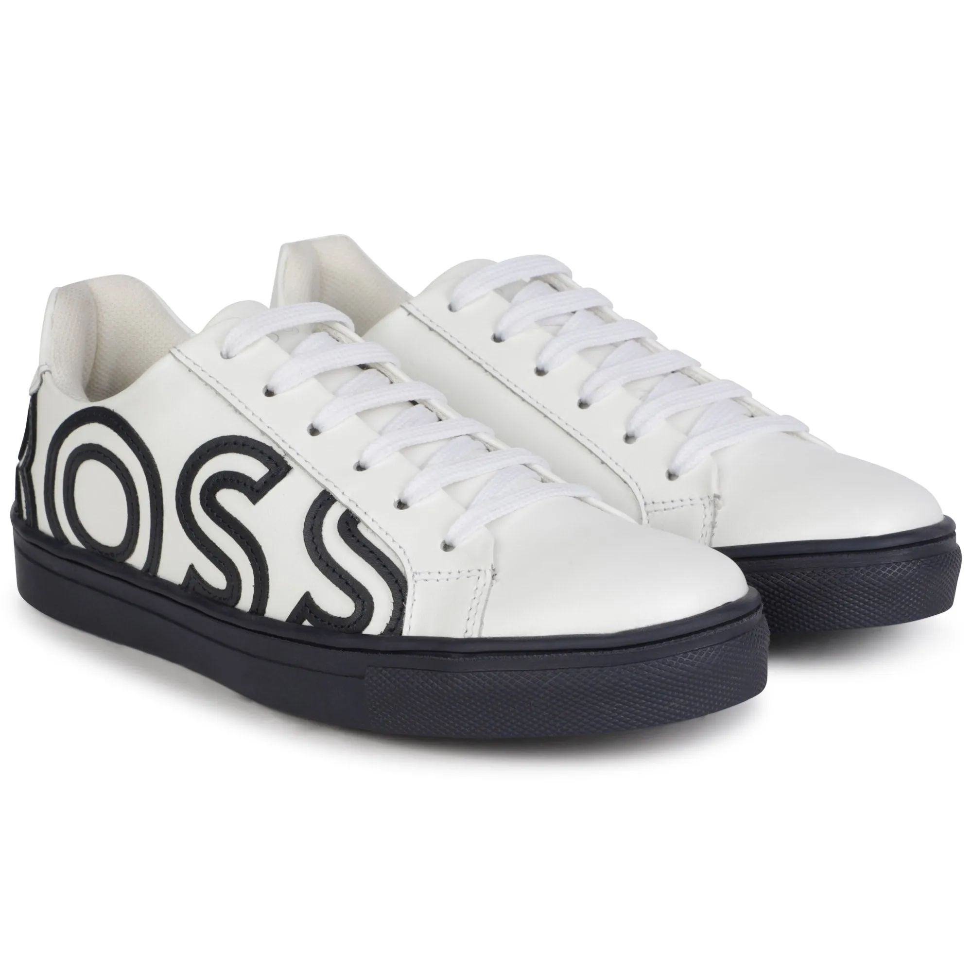 White Navy Logo Lace Sneaker