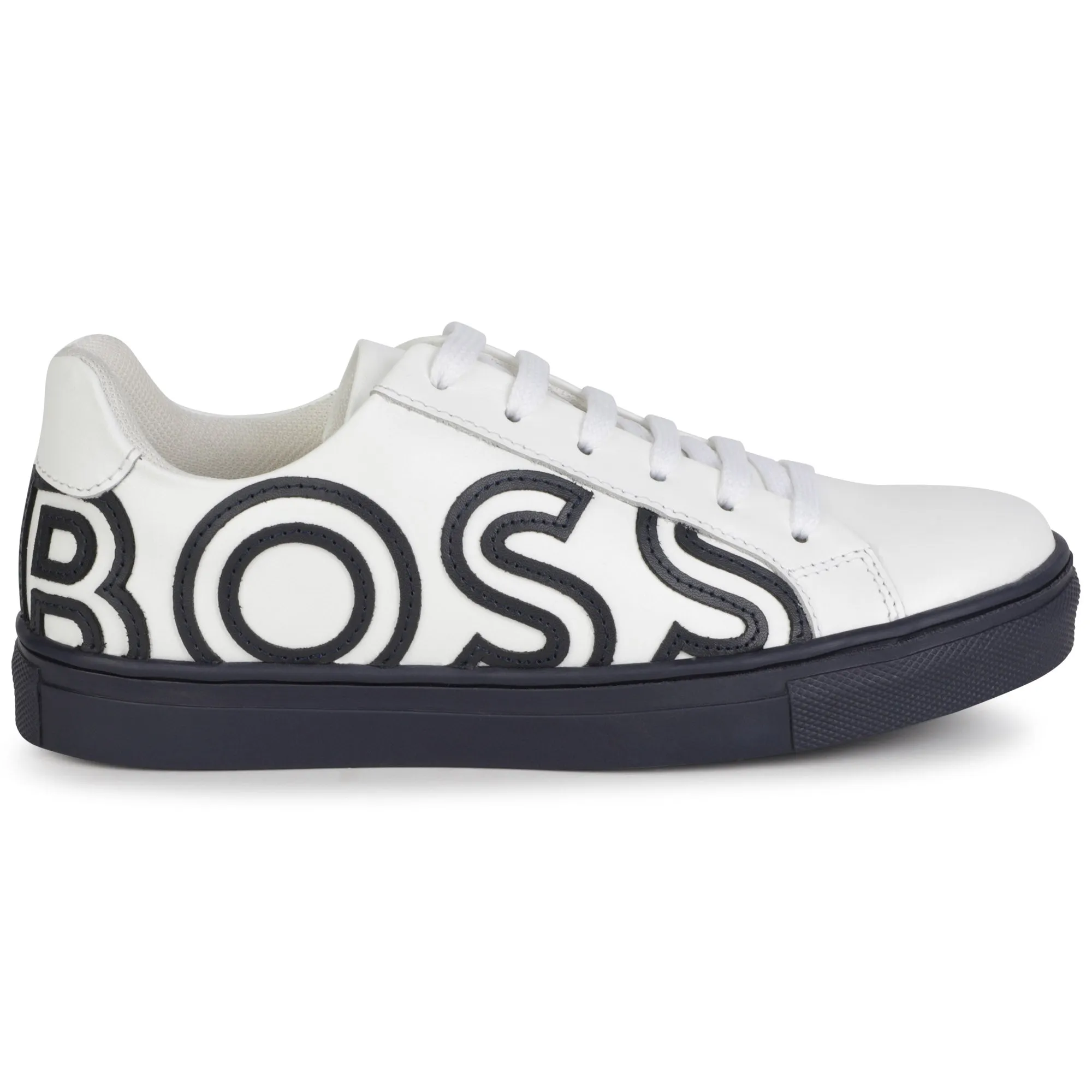 White Navy Logo Lace Sneaker