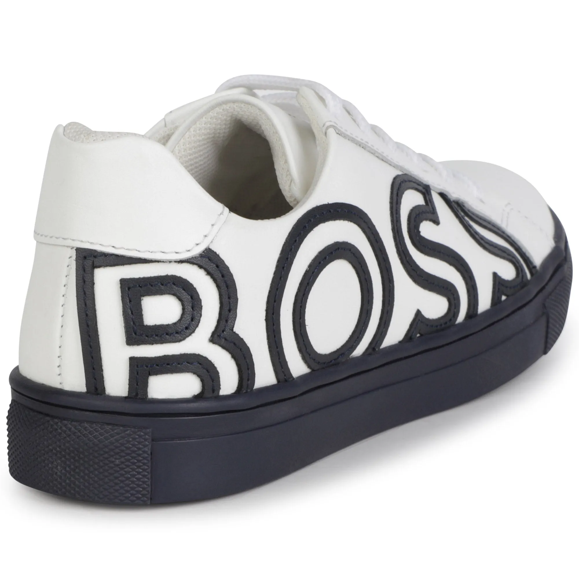 White Navy Logo Lace Sneaker