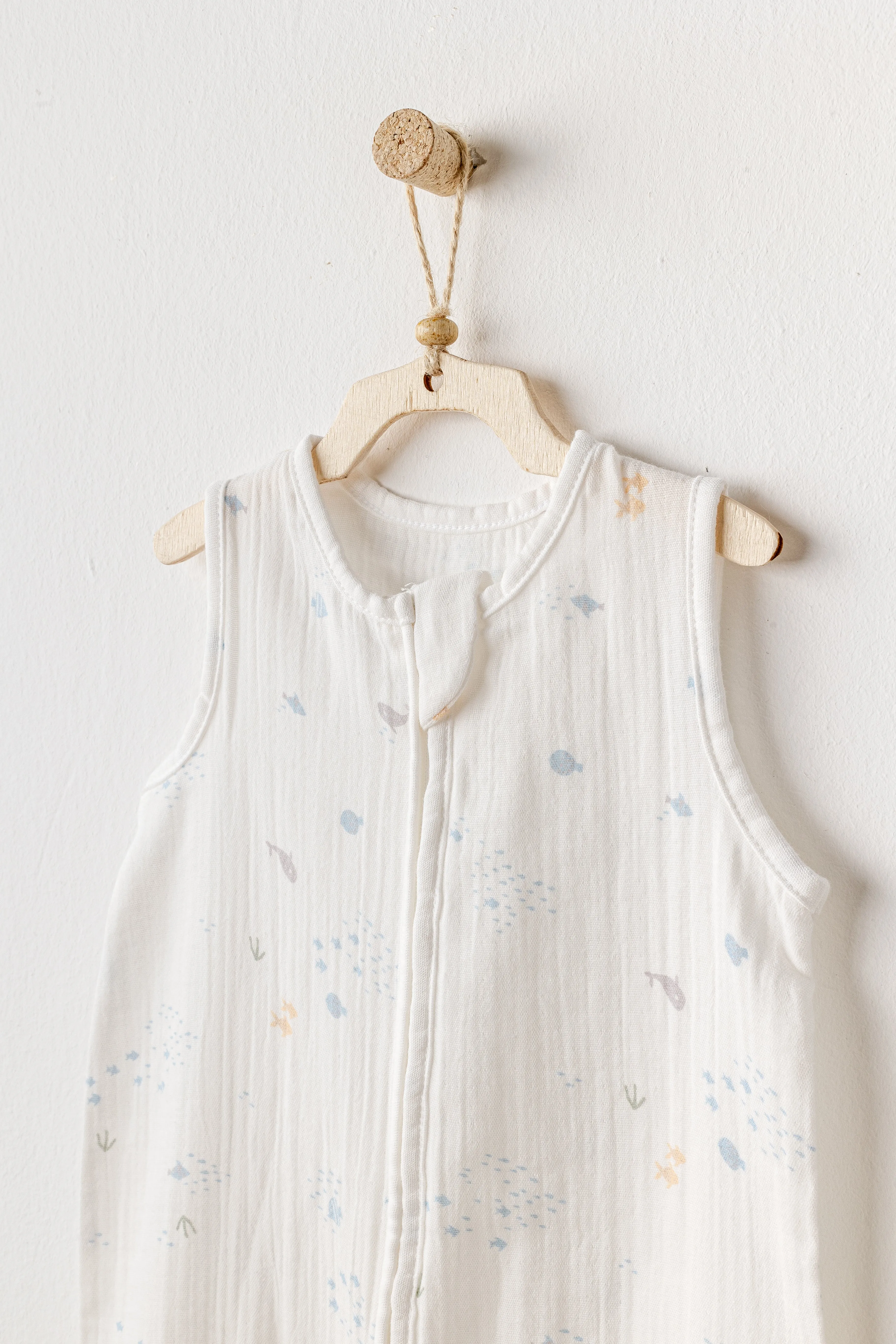 White Ocean Sleeveless Muslin Romper