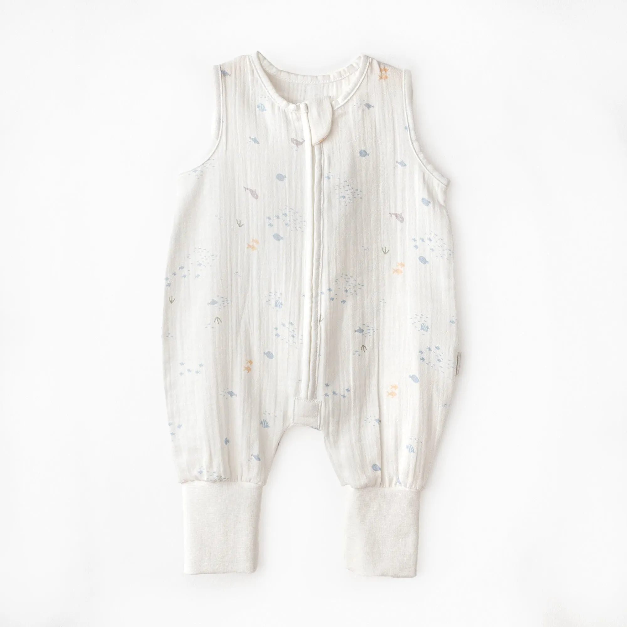 White Ocean Sleeveless Muslin Romper