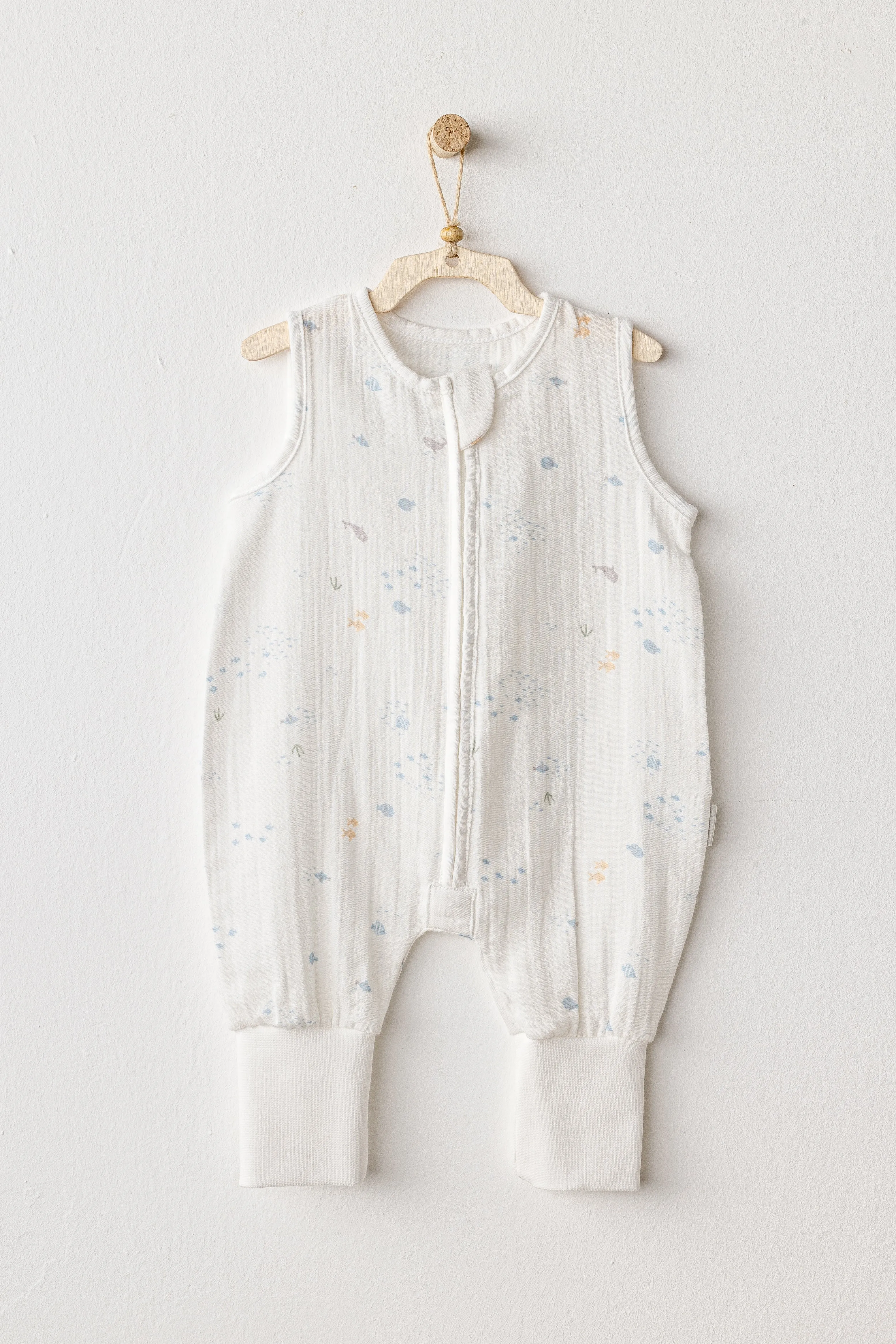 White Ocean Sleeveless Muslin Romper