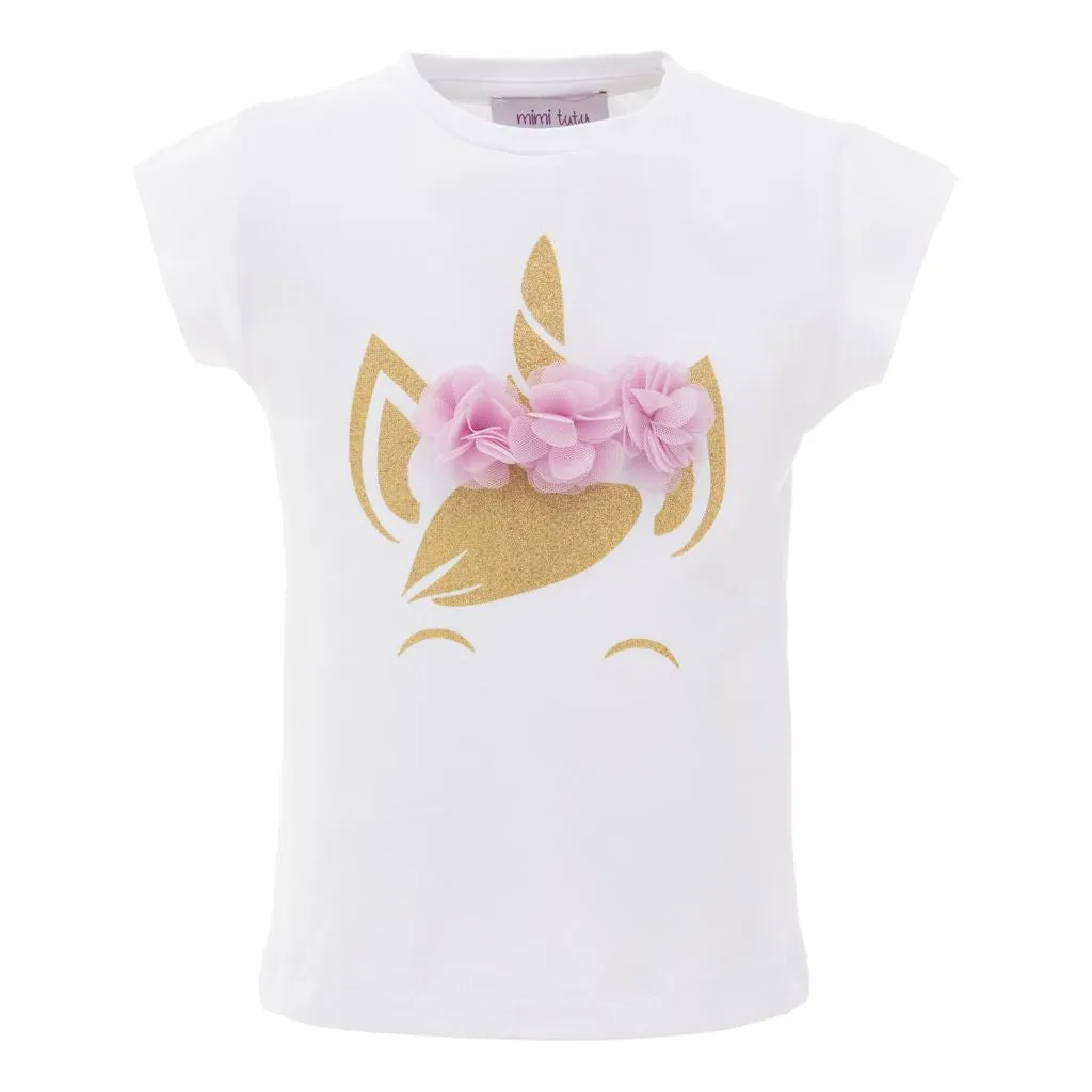 White Pink Tulle Unicorn T-Shirt