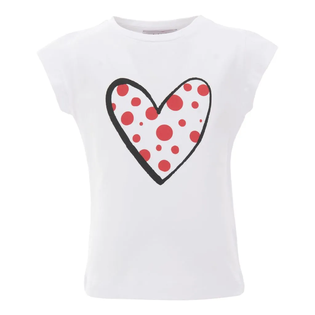 White Polka Dot Heart T-Shirt