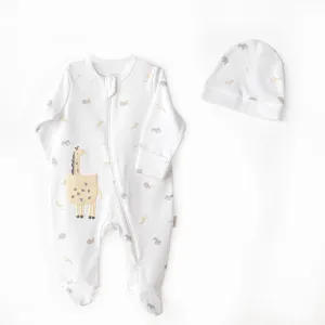 White Romper Little King Giraffe Set
