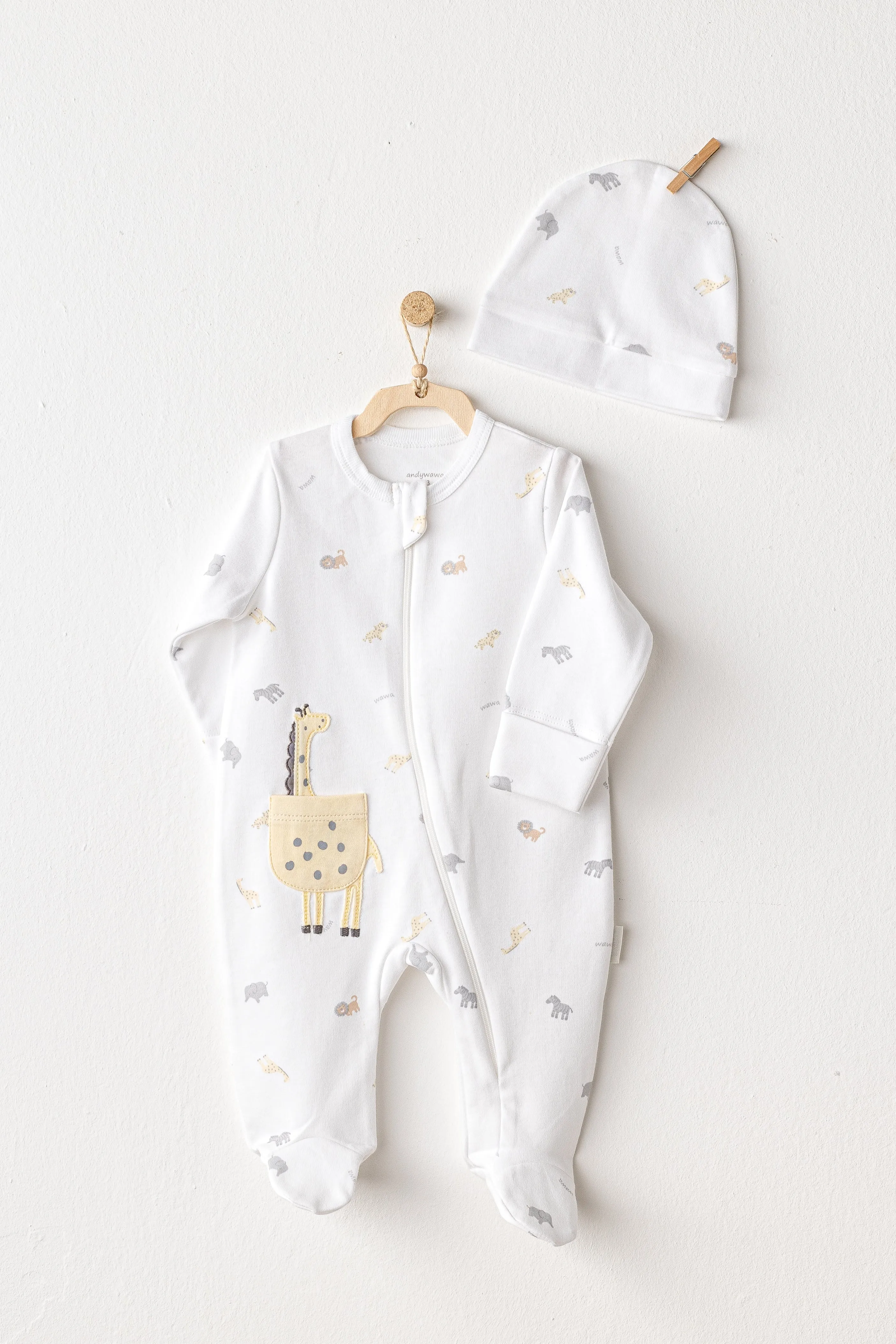 White Romper Little King Giraffe Set