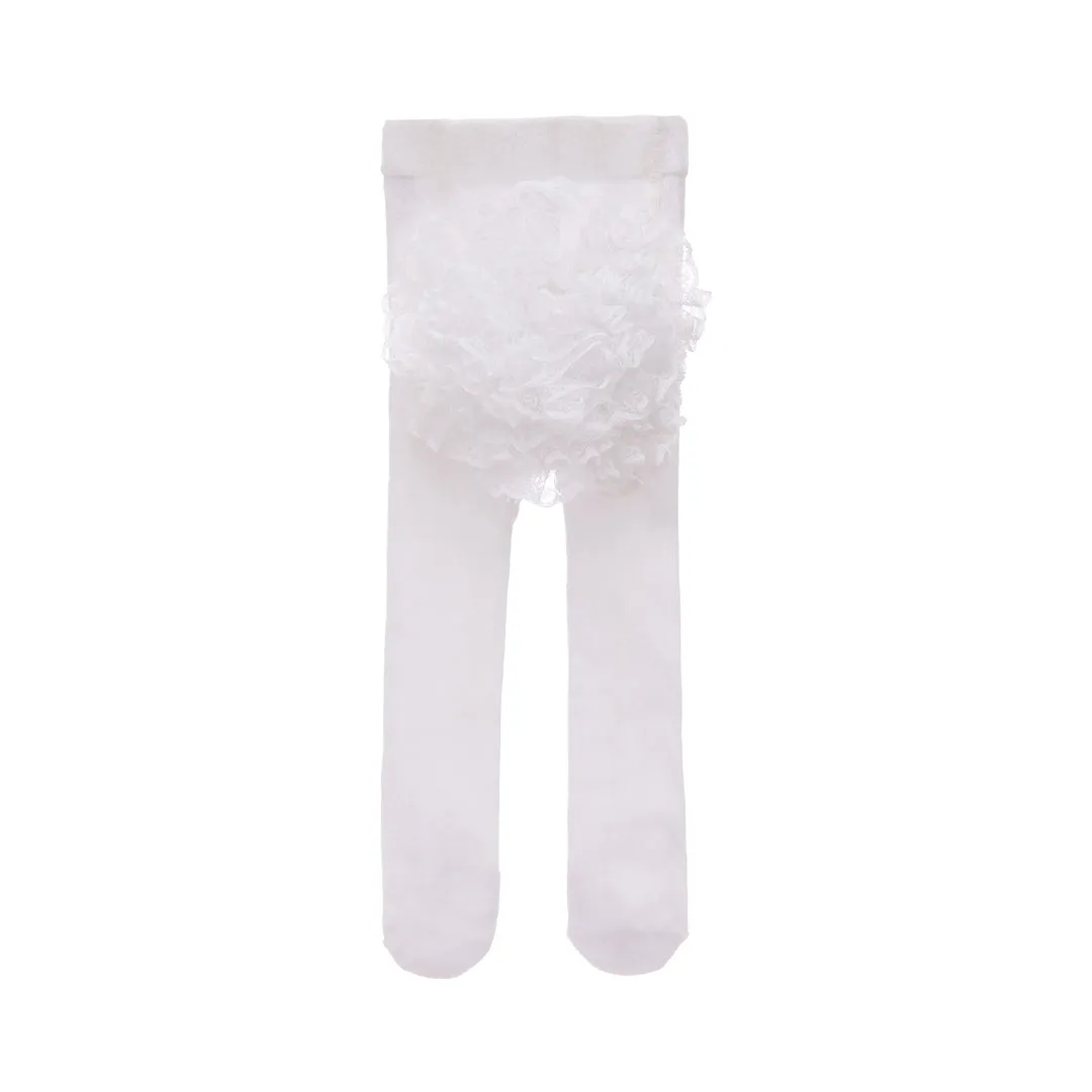 White Ruffle Pom Tail Tights