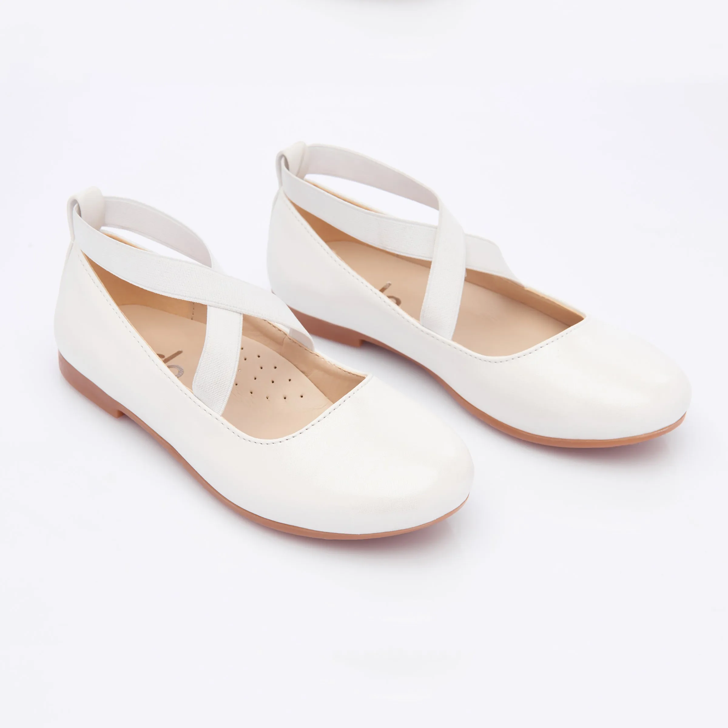 White Satin Ballerina Flats