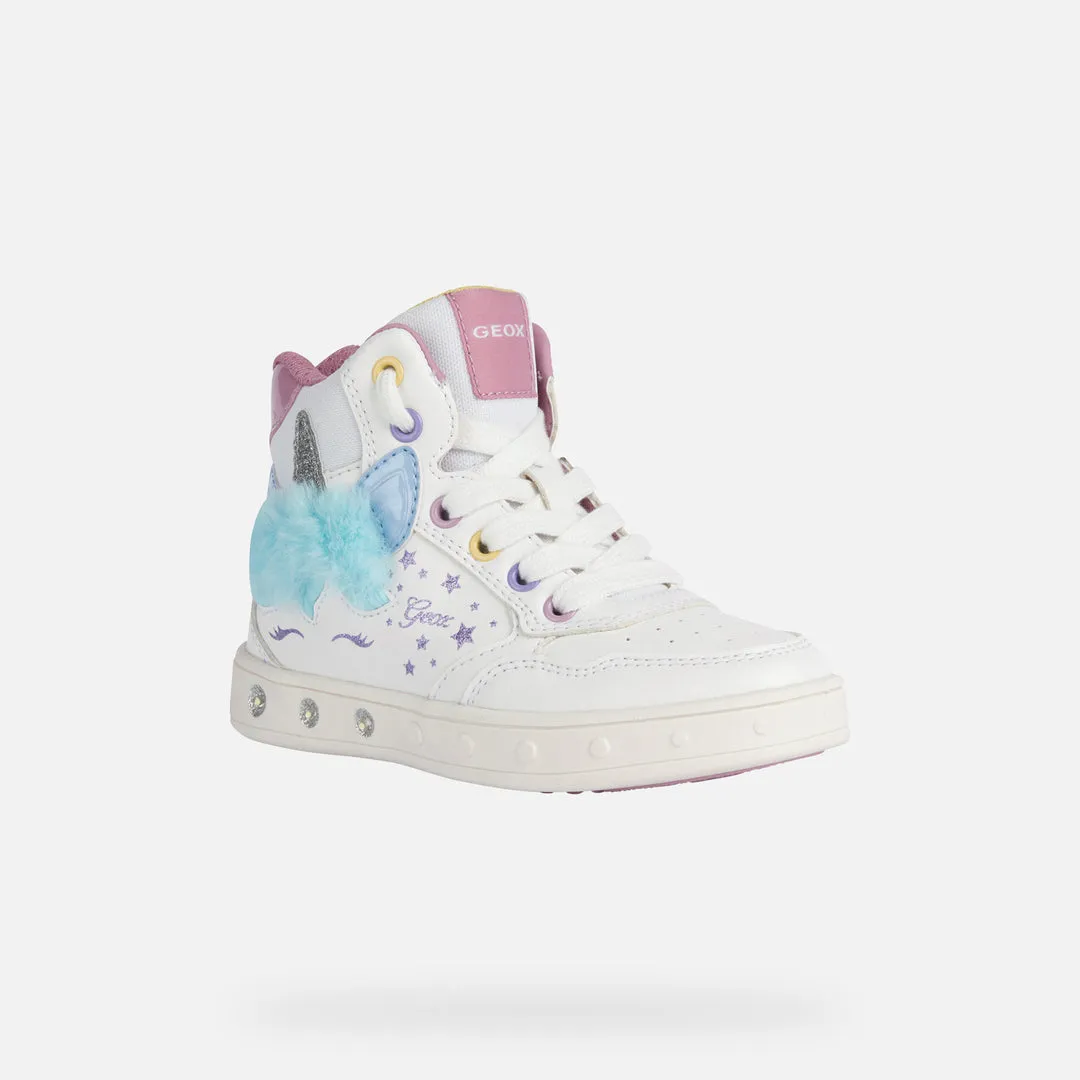 White Skylin Unicorn Light Up High Top Sneakers