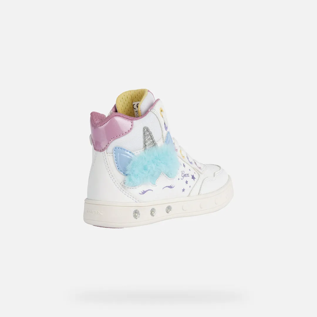 White Skylin Unicorn Light Up High Top Sneakers