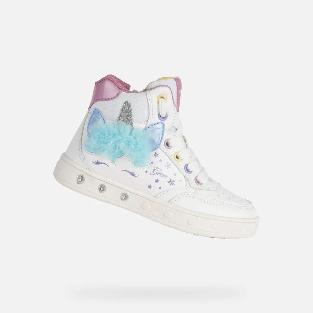 White Skylin Unicorn Light Up High Top Sneakers