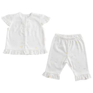 White Spring Birds Ruffle Outfit